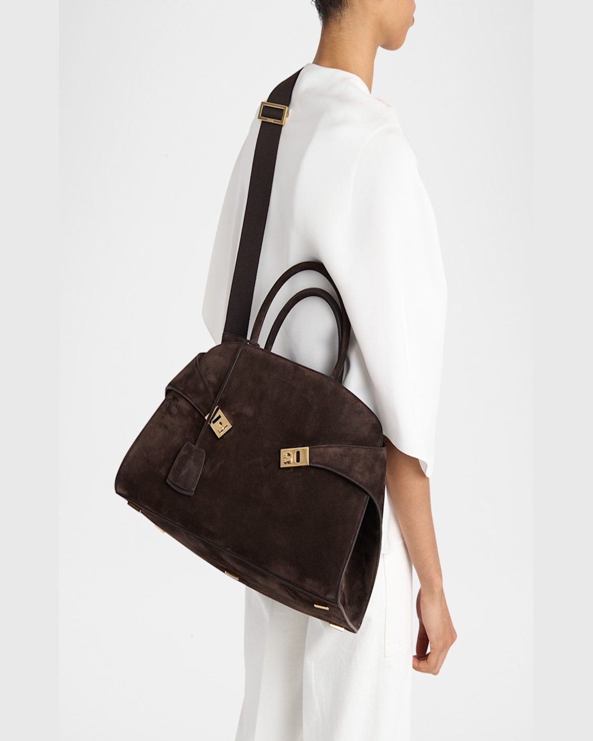 Ferragamo Hug Suede Crossbody Bag In Testa Di Moro