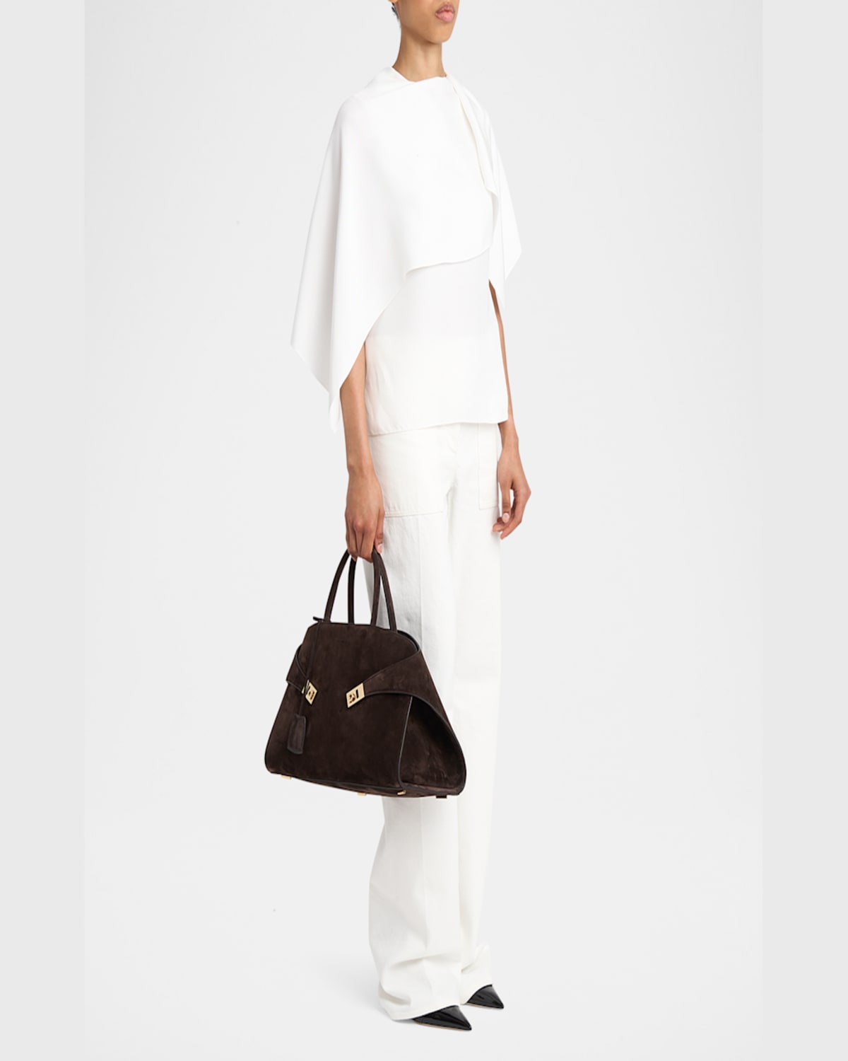 Ferragamo Hug Suede Crossbody Bag In Testa Di Moro