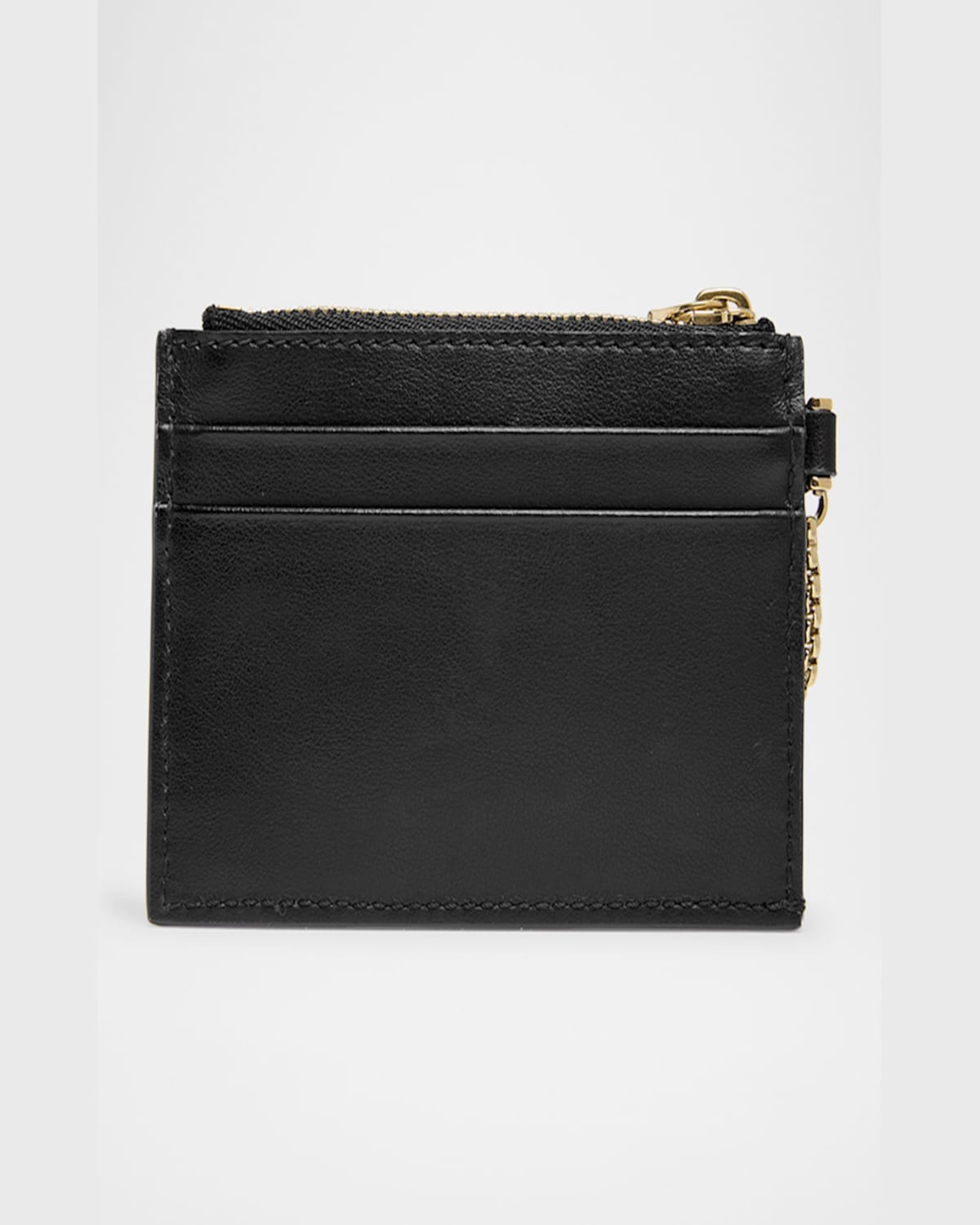 Ferragamo Hot Stamp Zip Leather Card Holder In Nero