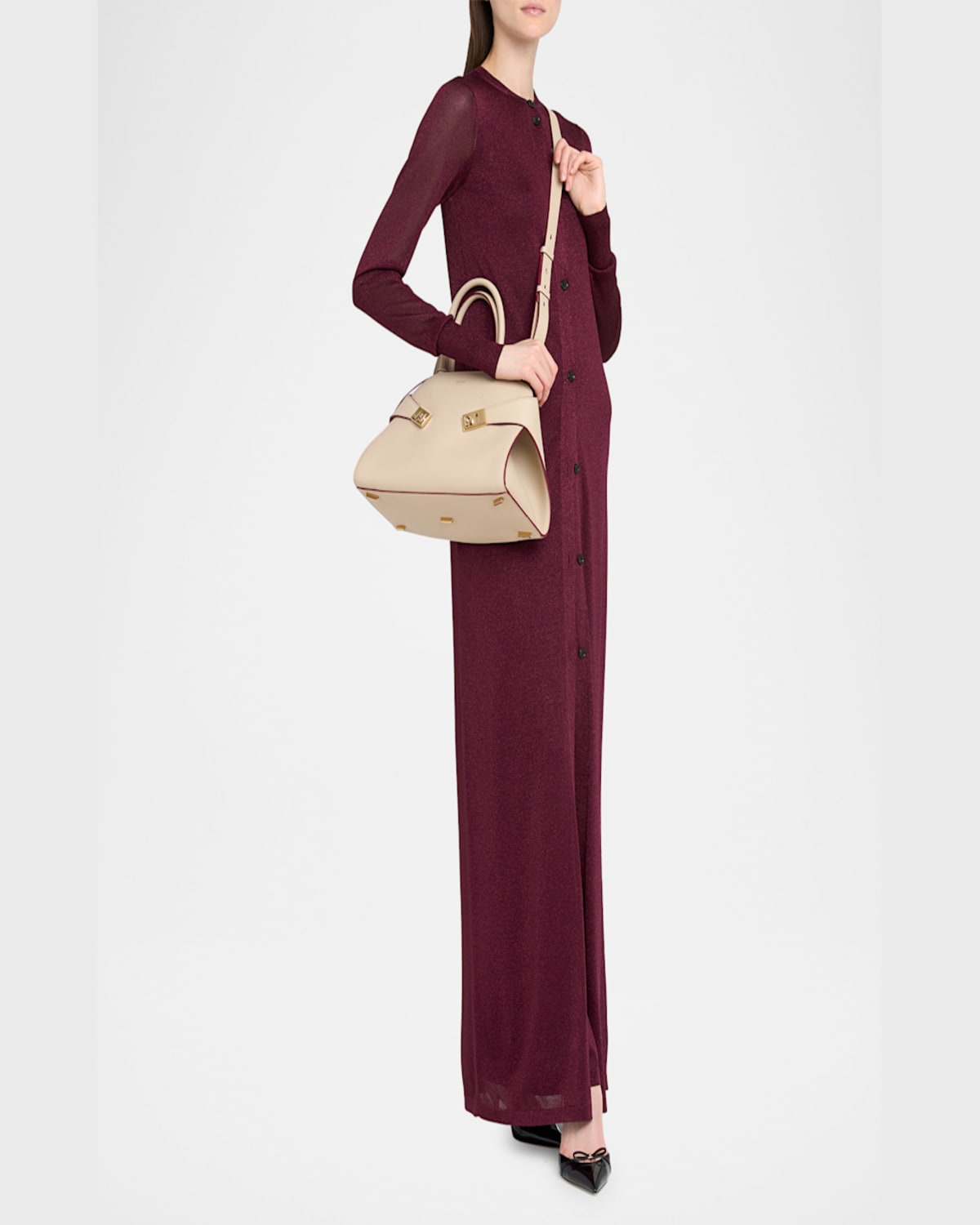 Ferragamo Medium Hug Crossbody Bag In Stone