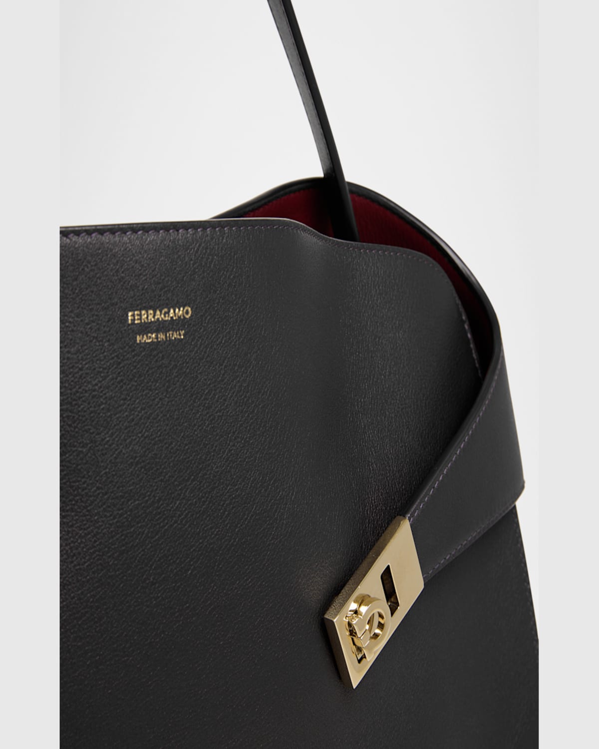 Ferragamo Structured Shoulder Bag Top Handle In Nero