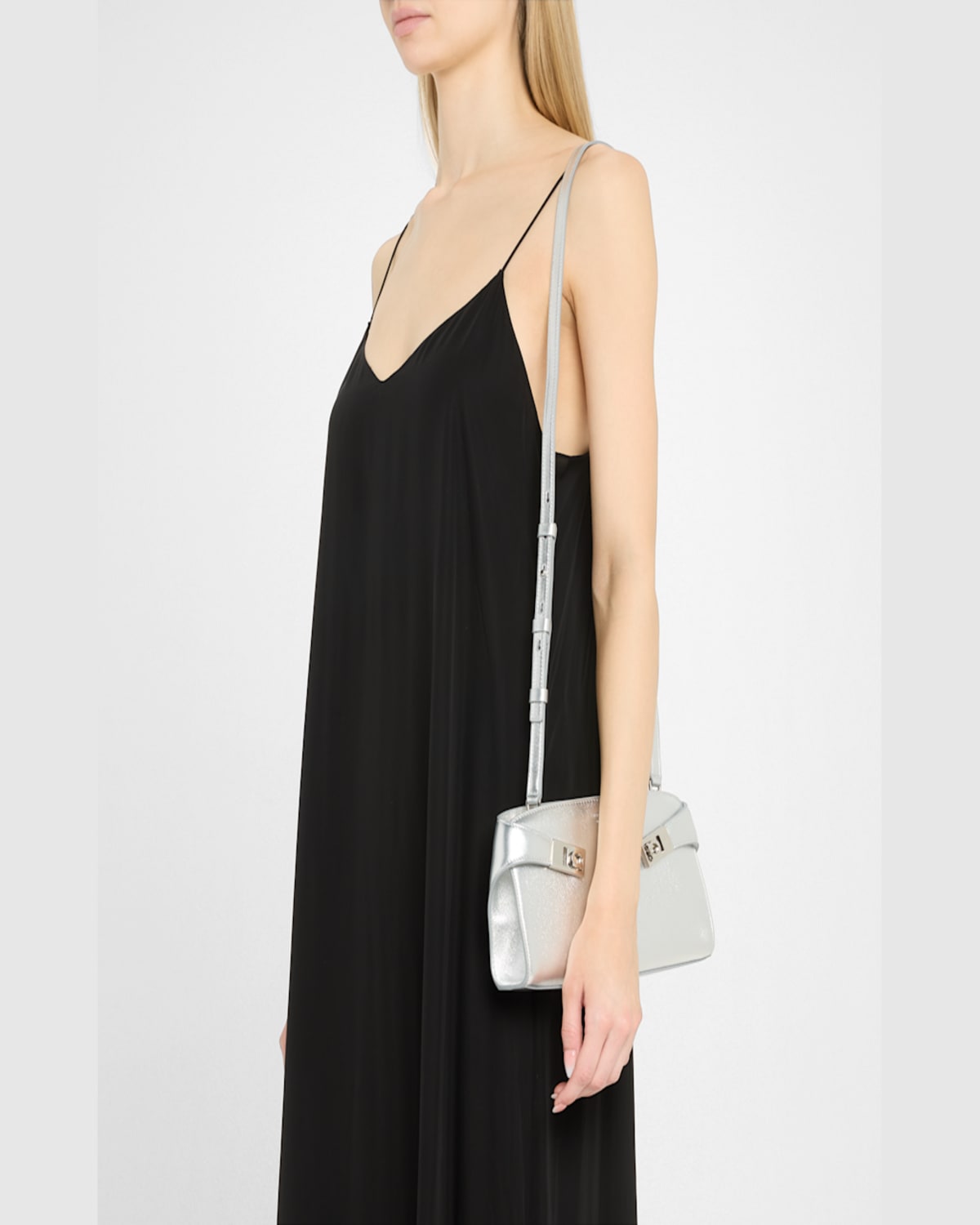 Ferragamo Hug Mini Leather Crossbody Bag In Argento