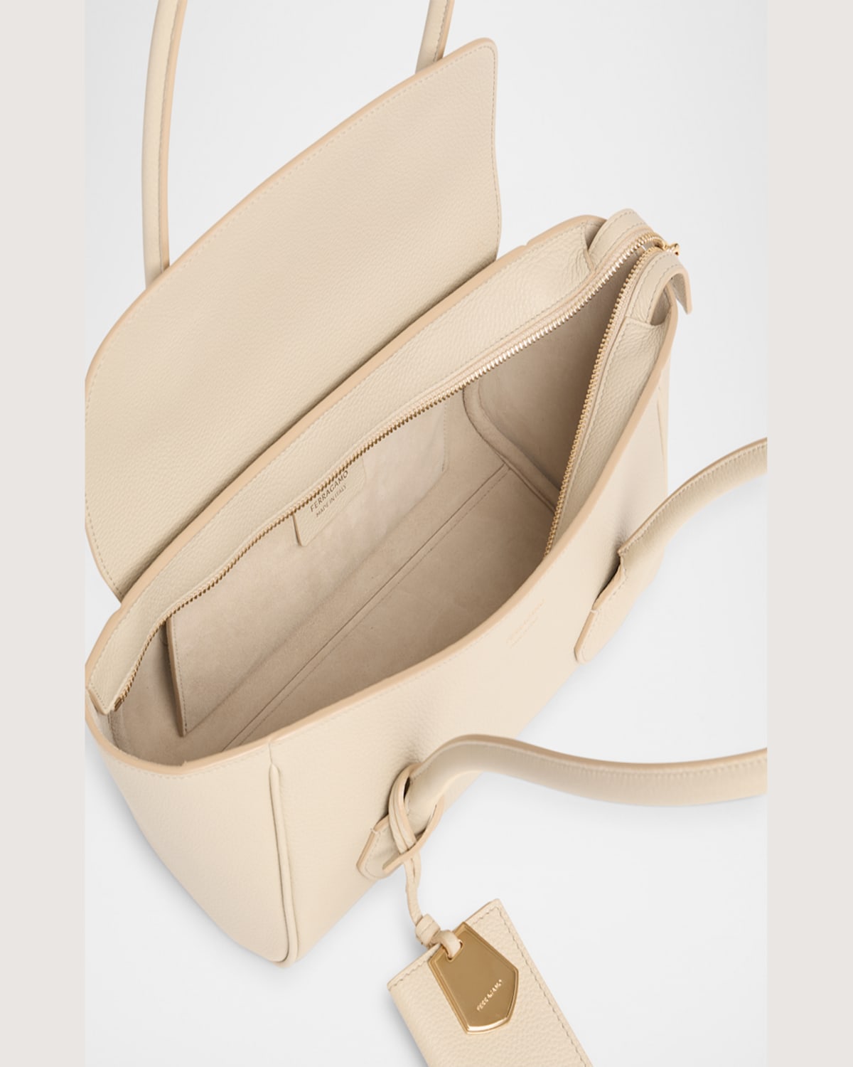 Ferragamo Small Firenze Shoulder Bag In Stone