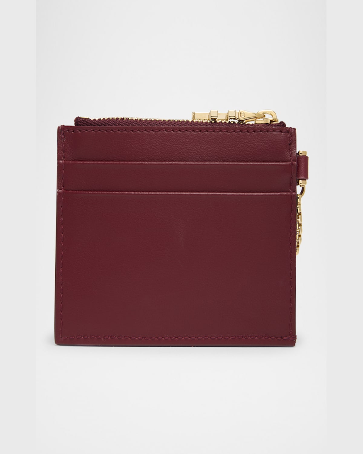 Ferragamo Hot Stamp Zip Leather Card Holder In Borgogna