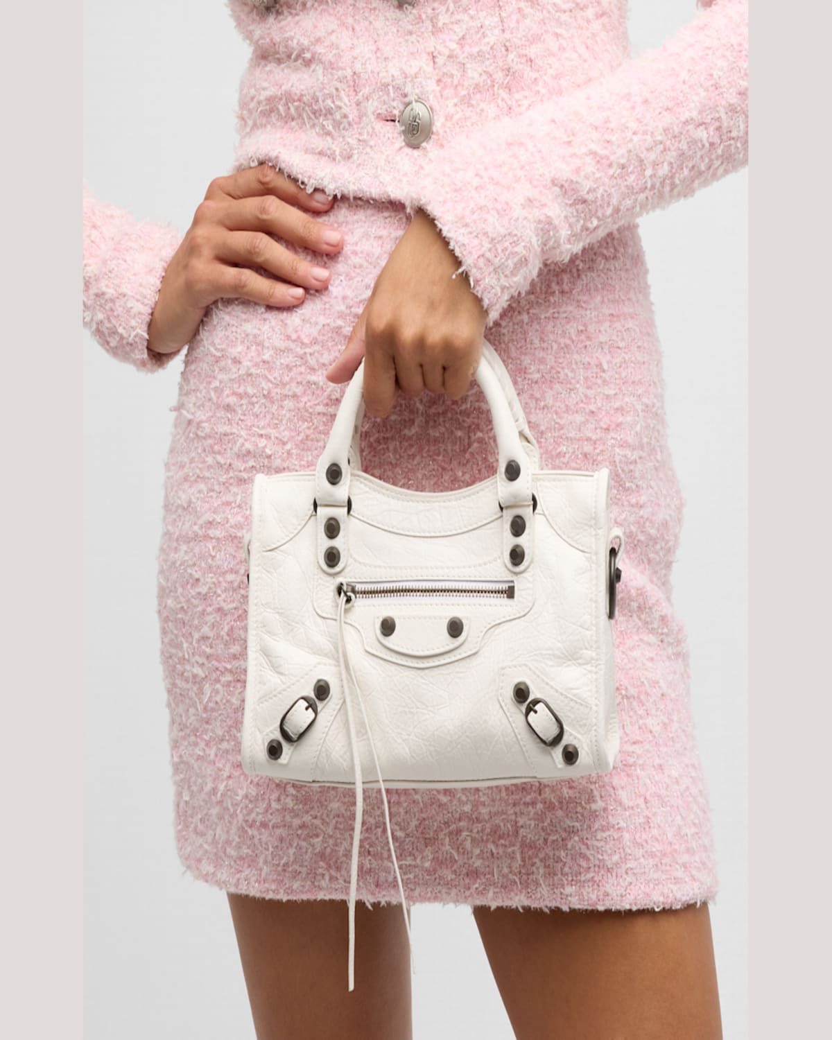 Balenciaga Le City Mini Leather Top-handle Bag In Optic White