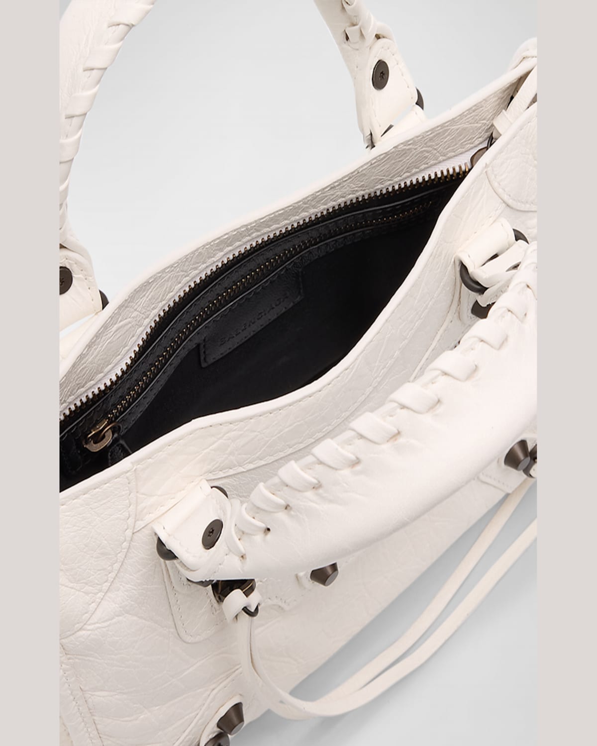 Balenciaga Le City Mini Leather Top-handle Bag In Optic White