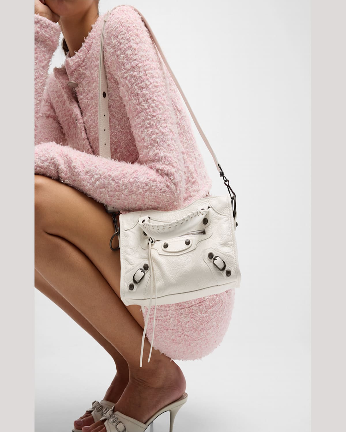 Balenciaga Le City Mini Leather Top-handle Bag In Optic White