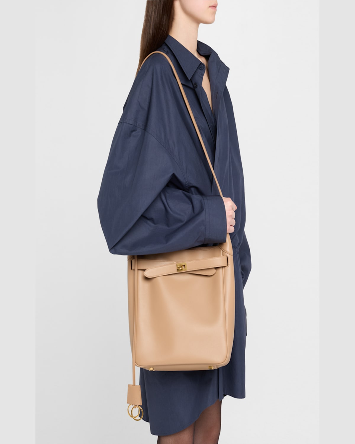 Balenciaga Bel Air Small Shoulder Bag In Latte