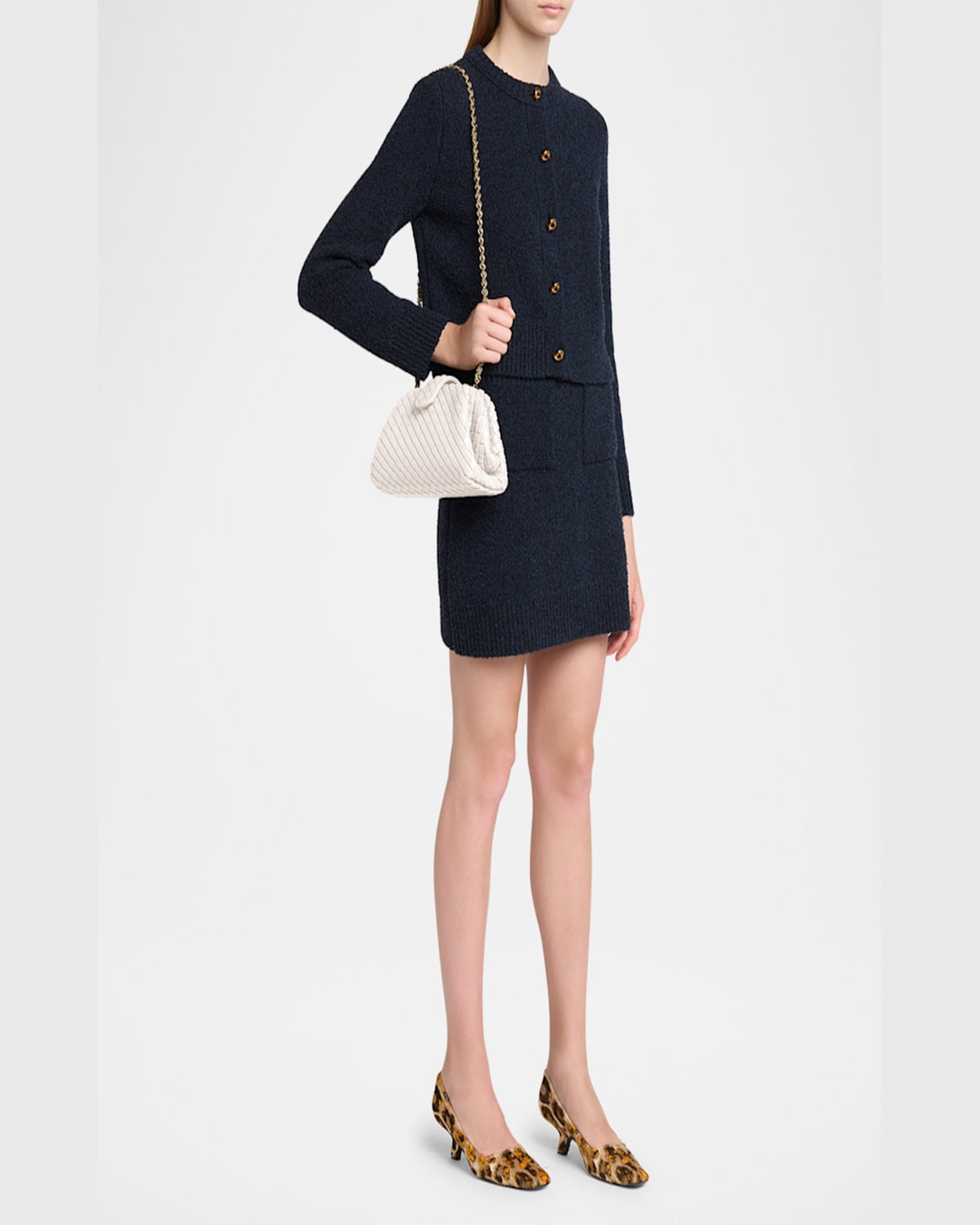 Bottega Veneta Lauren 1980 Mini Clutch Bag With Chain Strap In Chalk