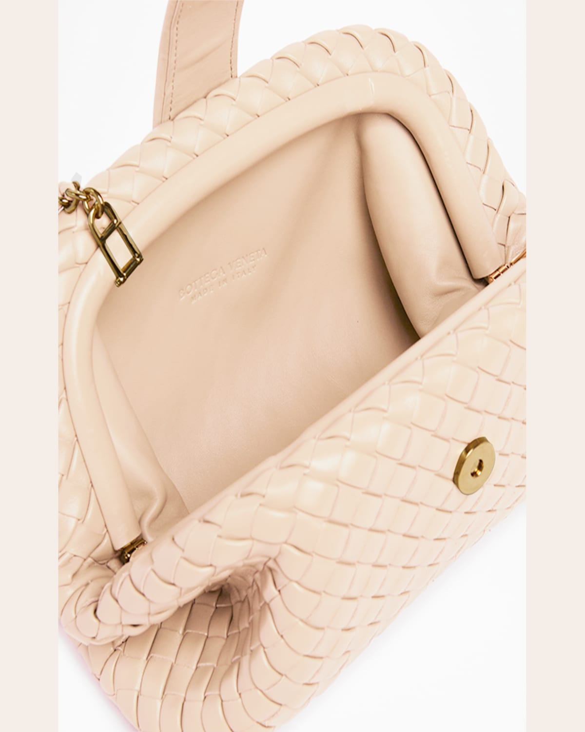 Bottega Veneta Lauren 1980 Mini Clutch Bag With Chain Strap In Cameo