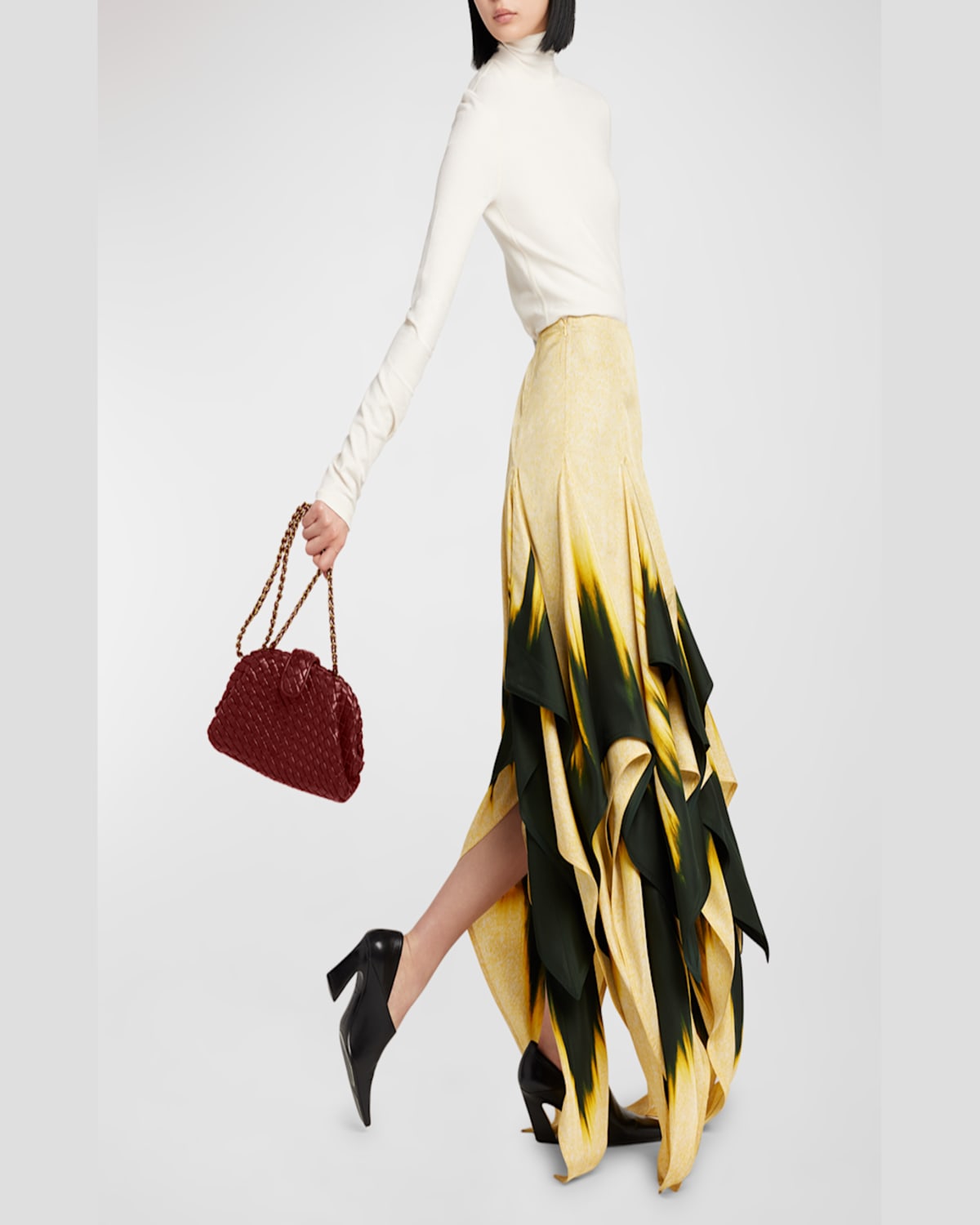 Bottega Veneta Lauren 1980 Mini Clutch Bag With Chain Strap In Chalk