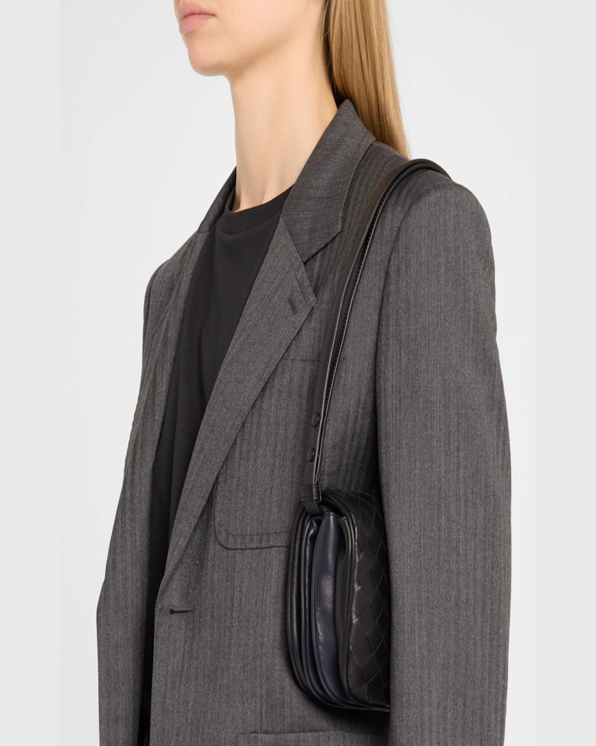 Bottega Veneta Puff Pouch Bag With Strap In Black Space