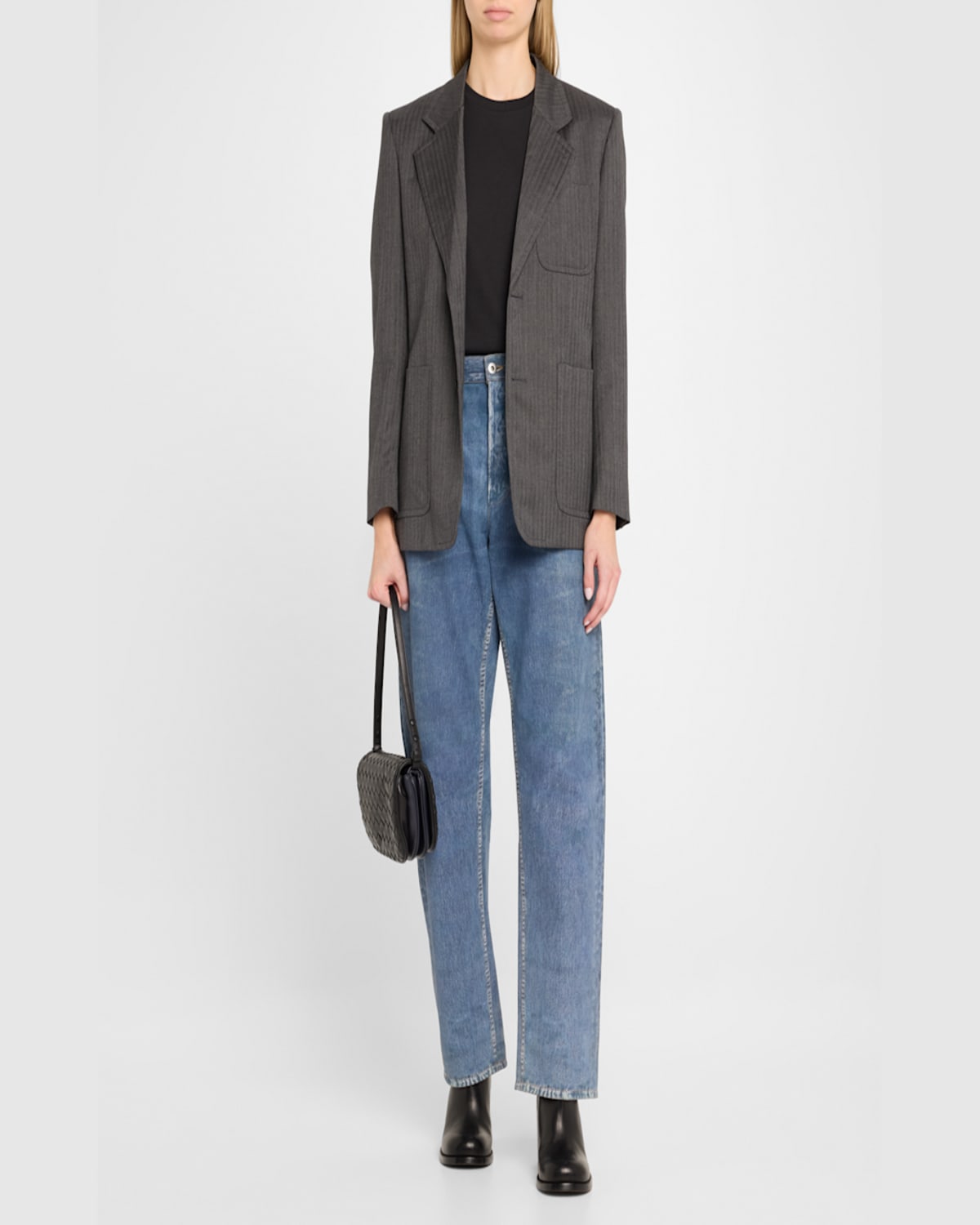 Bottega Veneta Puff Pouch Bag With Strap In Black Space
