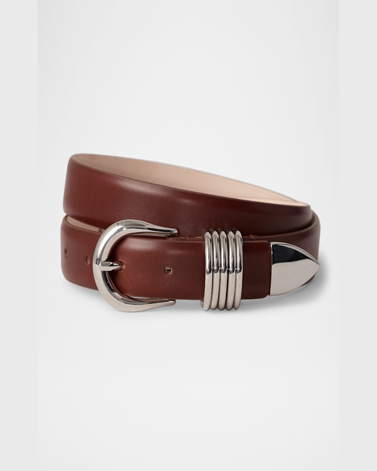 Dehanche Hollyhock Silver-buckle Calf-leather Belt In Burgundy