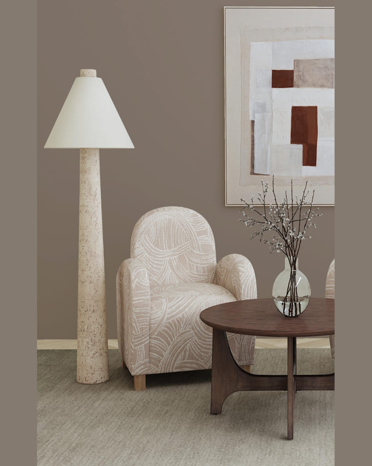 Katherine Noble By Bmc Butler 64" Resin Floor Lamp In Textured Cream