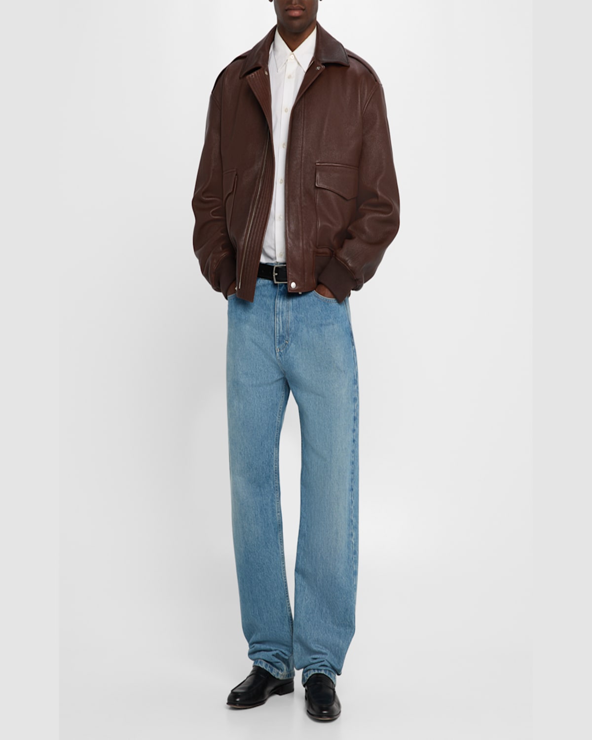 Ferragamo Men's Leather Blouson Jacket In Brown