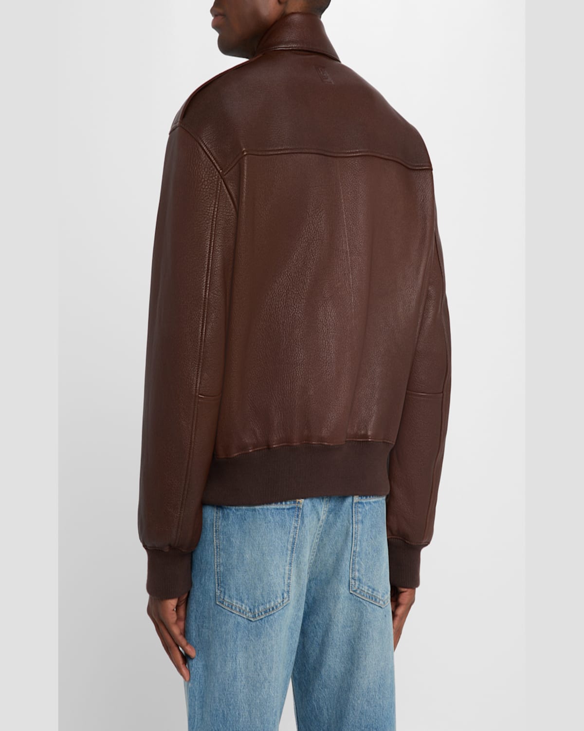 Ferragamo Men's Leather Blouson Jacket In Brown