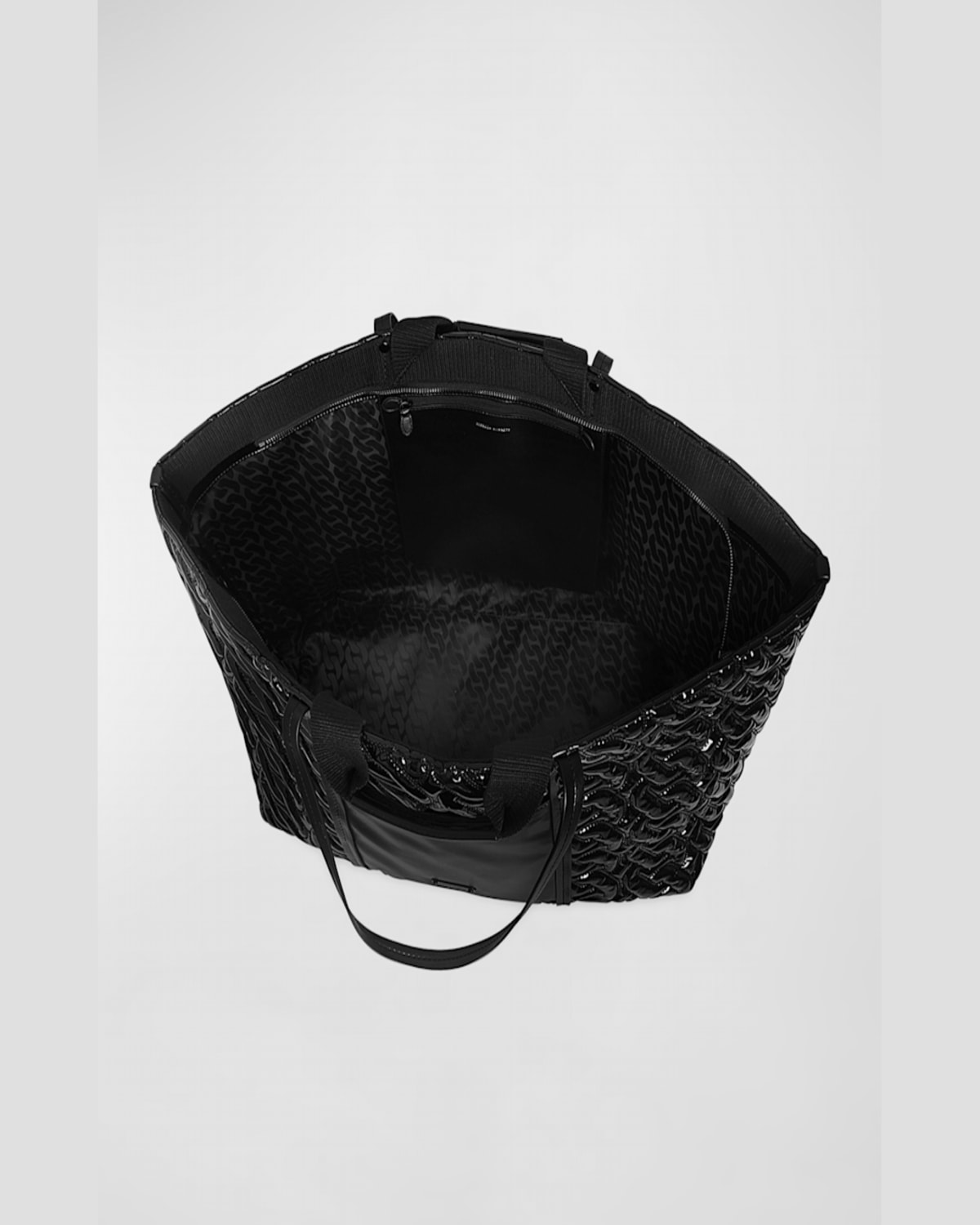 Rebecca Minkoff G Large Chain-link Embossed Leather Shoulder Bag In Black