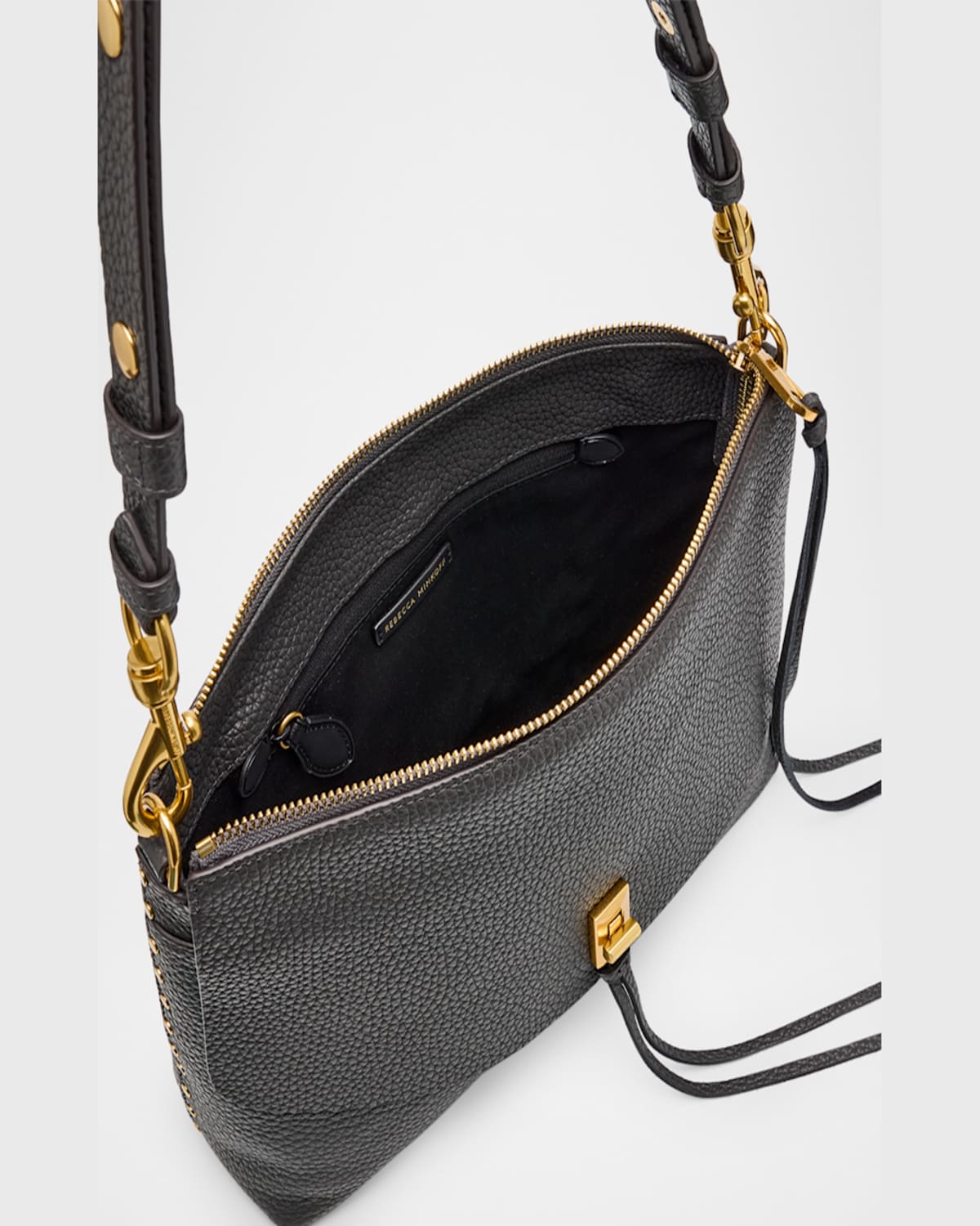 Rebecca Minkoff Darren Zip Leather Shoulder Bag In Shadow