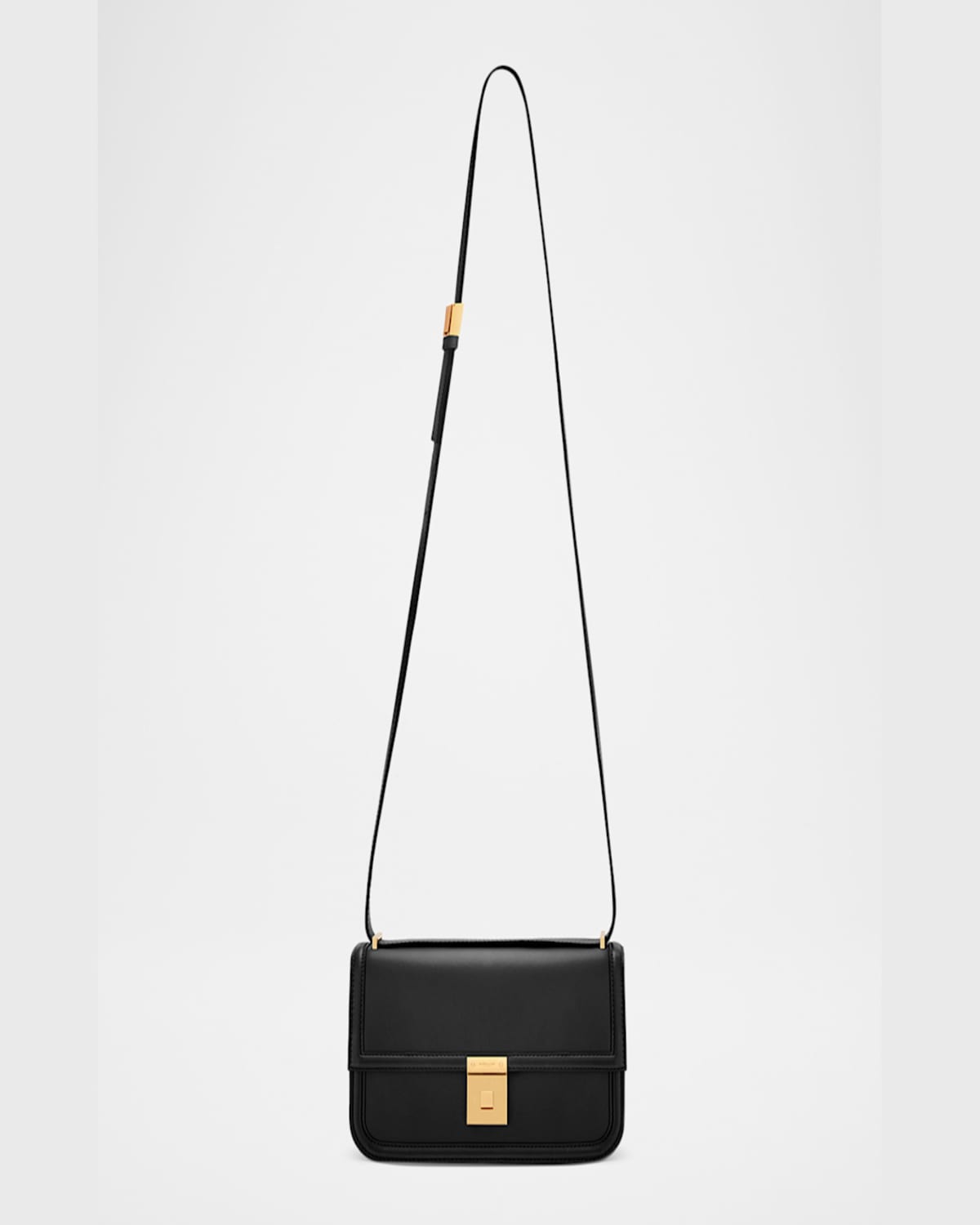 Demellier Paris Crossbody Smooth Leather Bag In Black Smooth