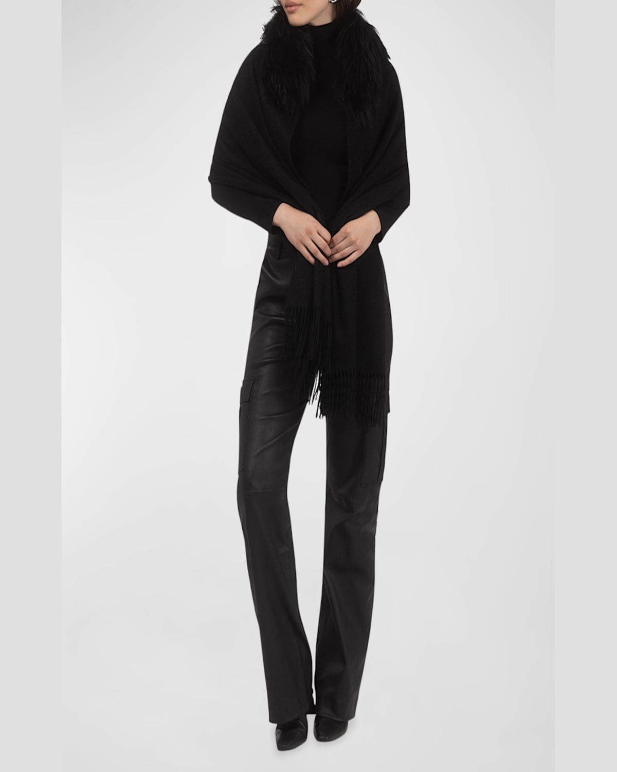 Gorski Cashmere & Lamb Shearling Stole In Black