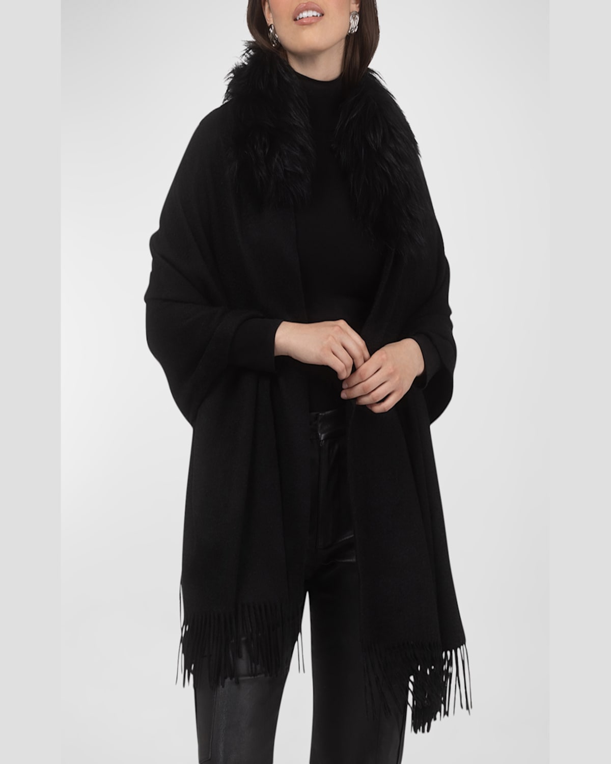 Gorski Cashmere & Lamb Shearling Stole In Black
