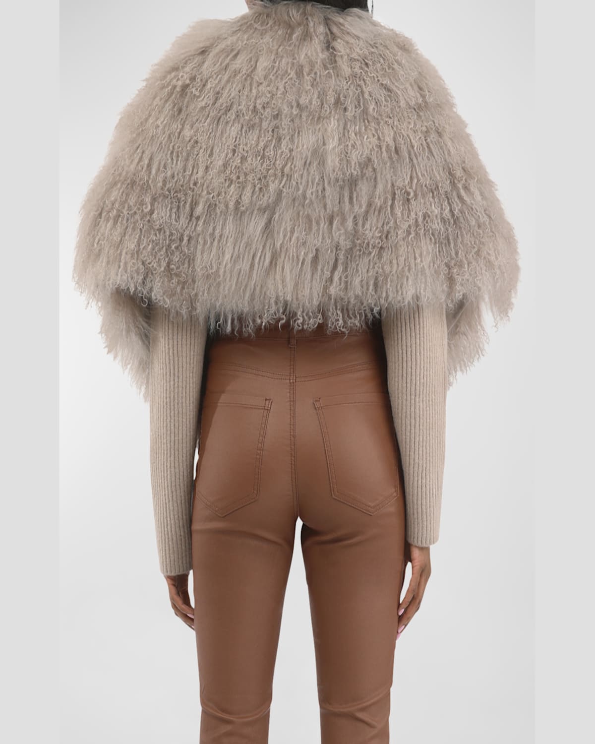 Gorski Select Mongolian Lamb Shearling Shawl In Silver Blue