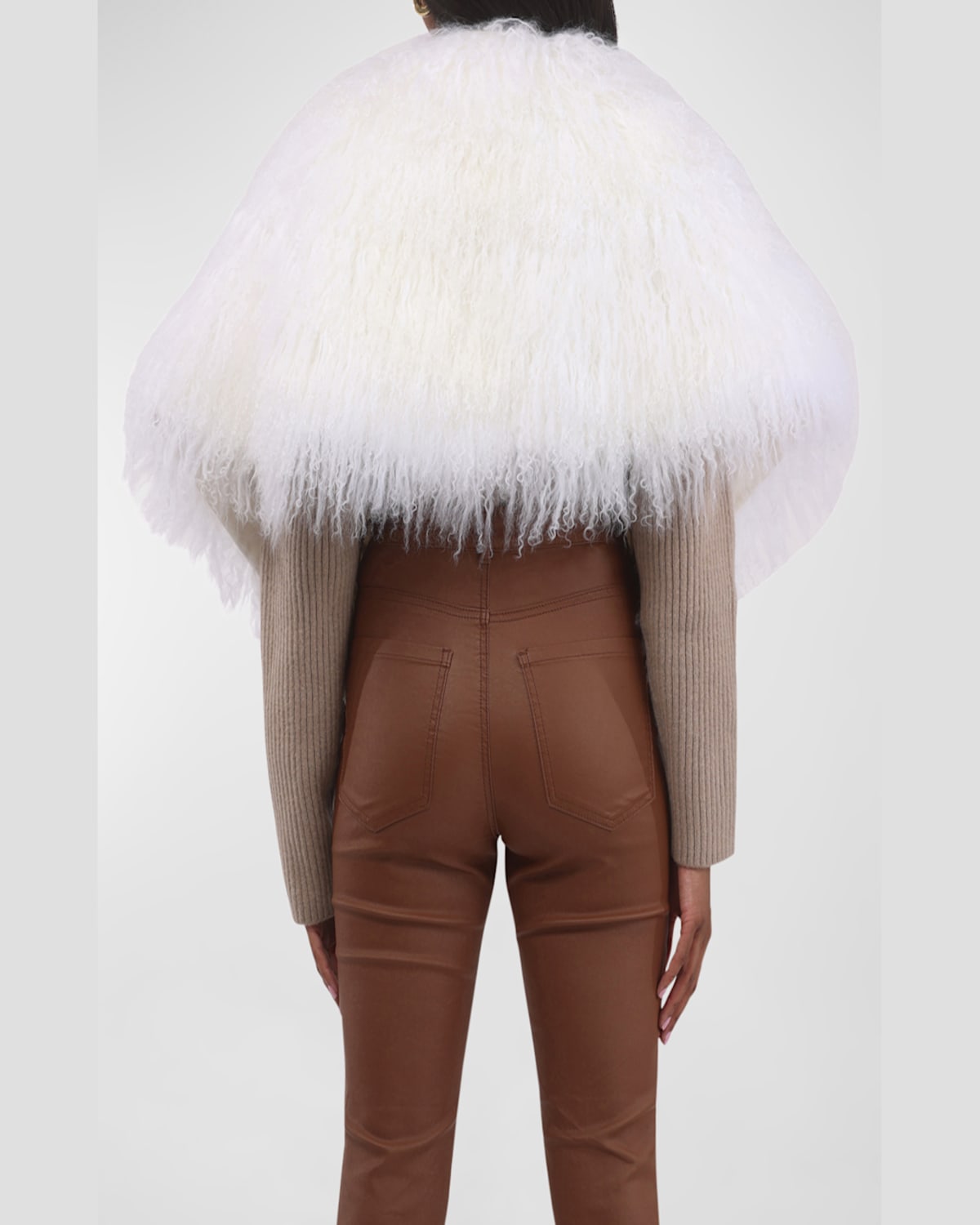 Gorski Select Mongolian Lamb Shearling Shawl In White