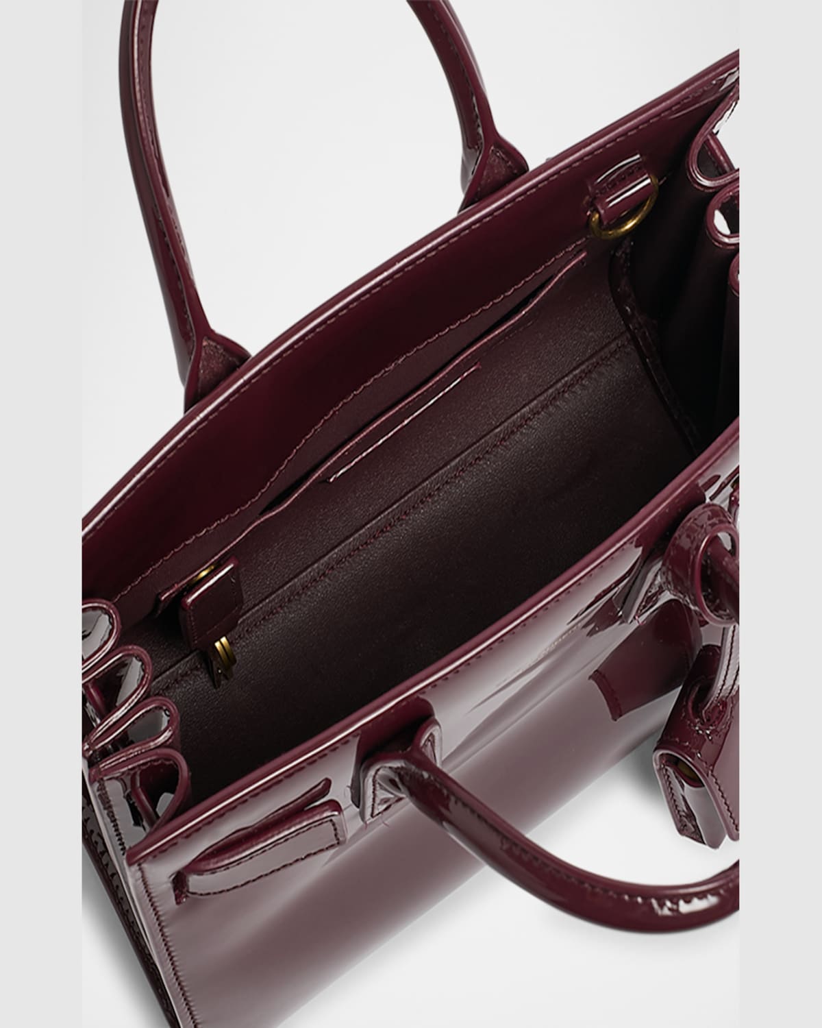 Saint Laurent Sac De Jour Nano Top-handle Bag In Patent Leather In Dark Red Wine