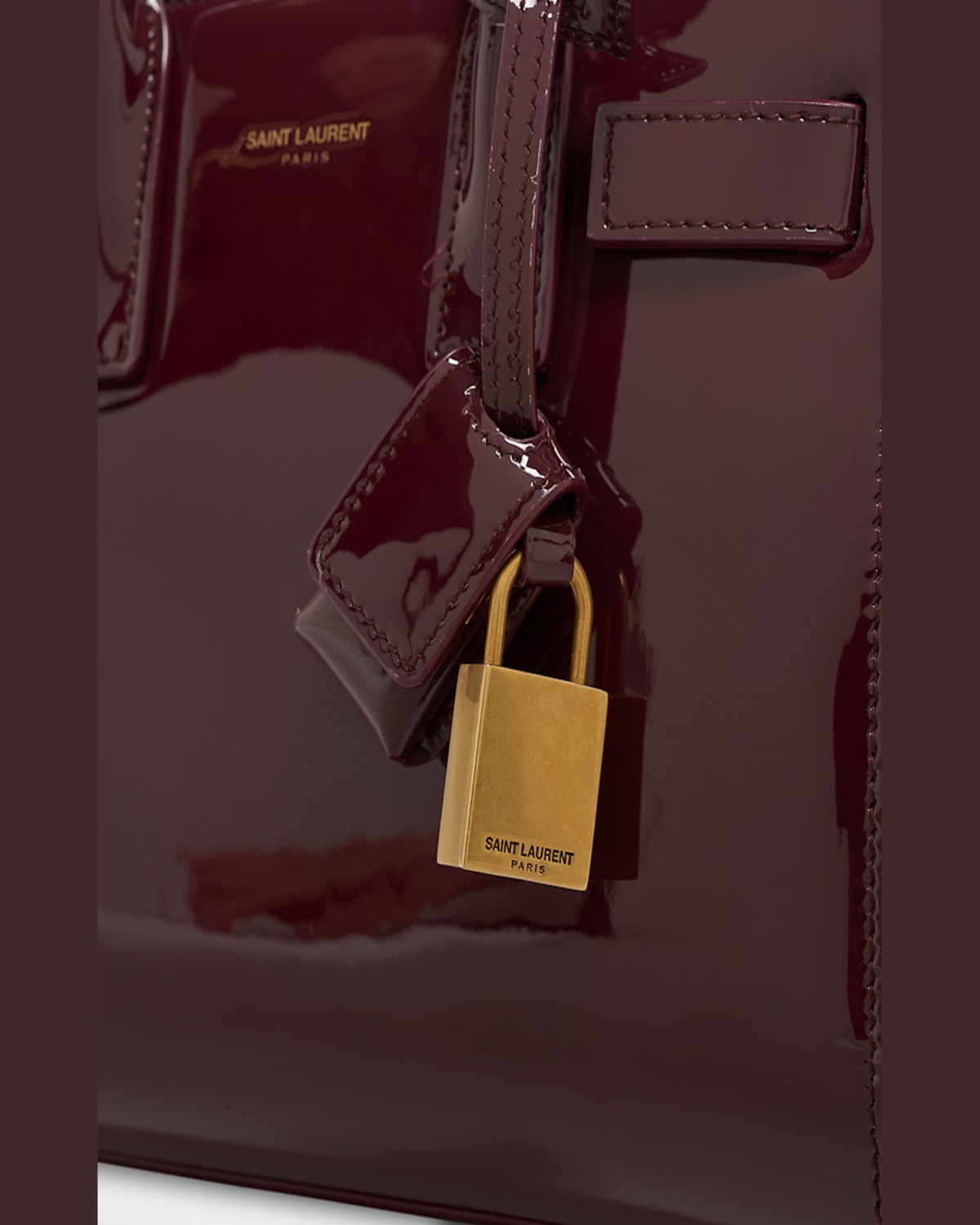 Saint Laurent Sac De Jour Nano Top-handle Bag In Patent Leather In Dark Red Wine