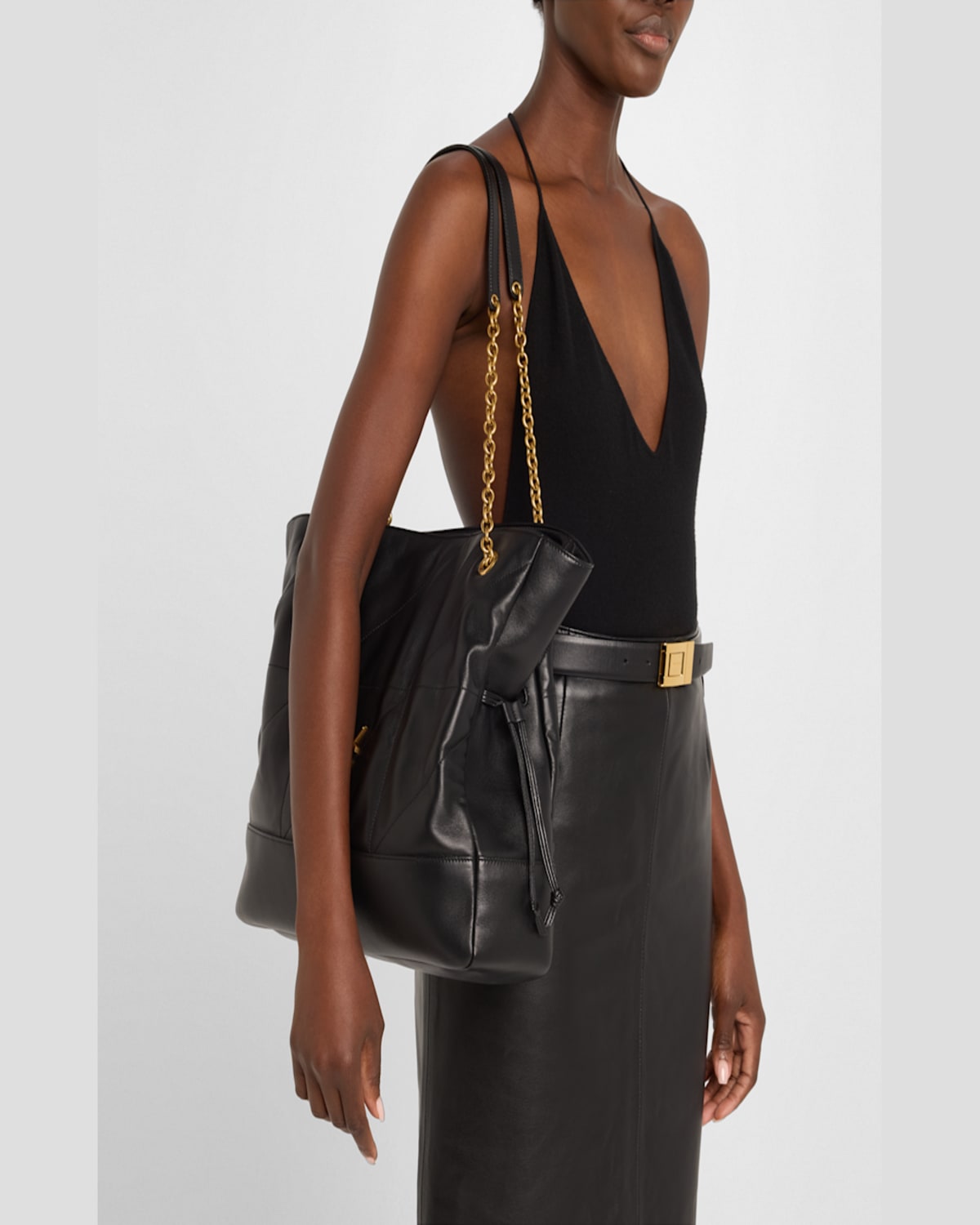 Saint Laurent Jamie 4.3 Shopping Tote Bag In Quilted Leather In Light Musk
