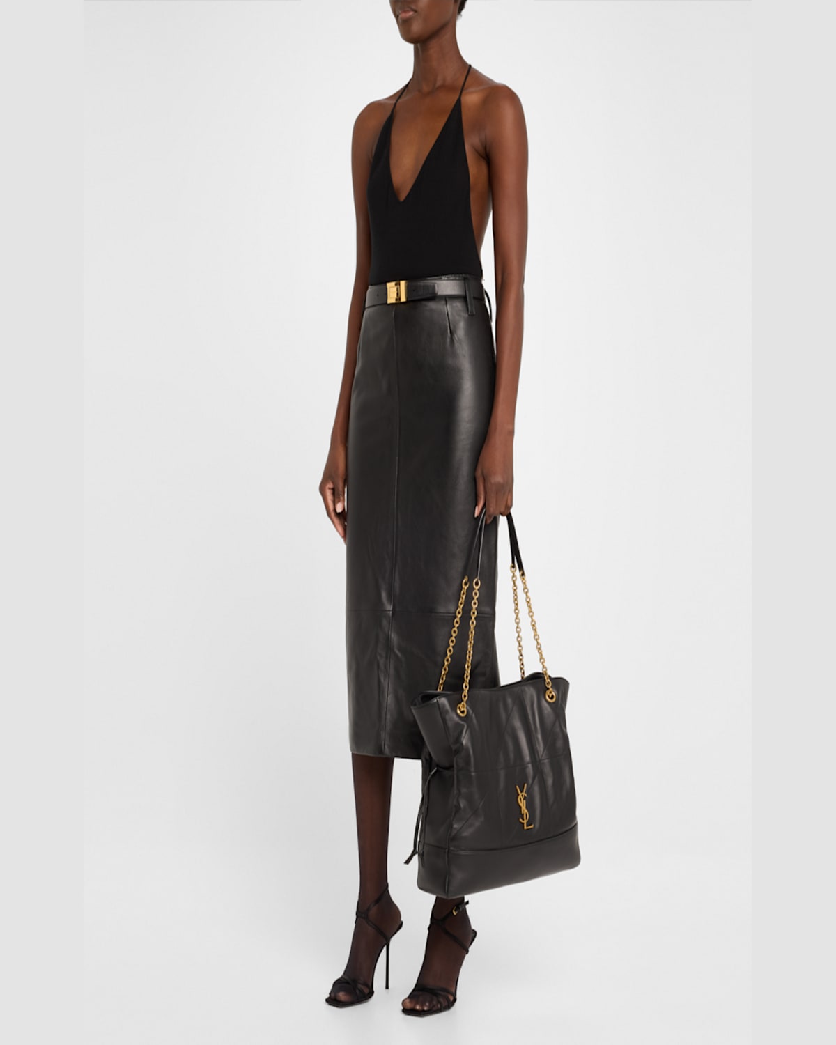 Saint Laurent Jamie 4.3 Shopping Tote Bag In Quilted Leather In Light Musk