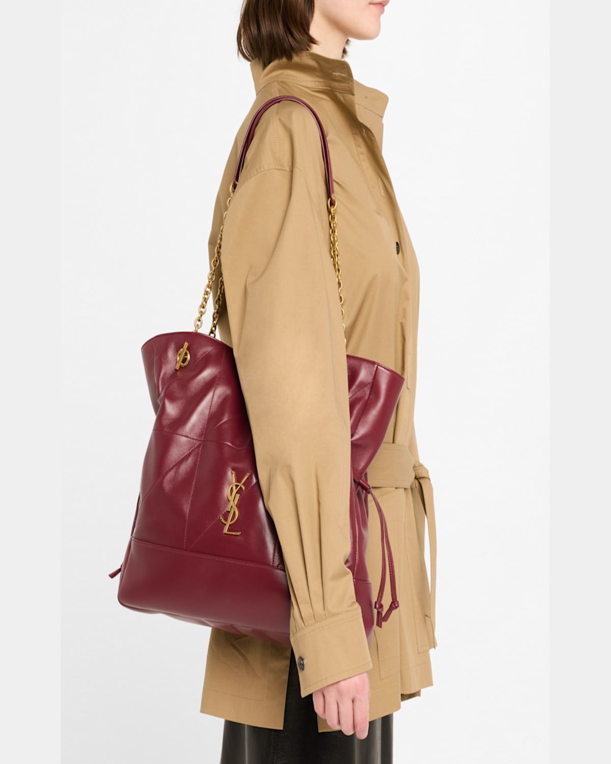 Saint Laurent Jamie 4.3 Shopping Tote Bag In Quilted Leather In Dark Bordeaux