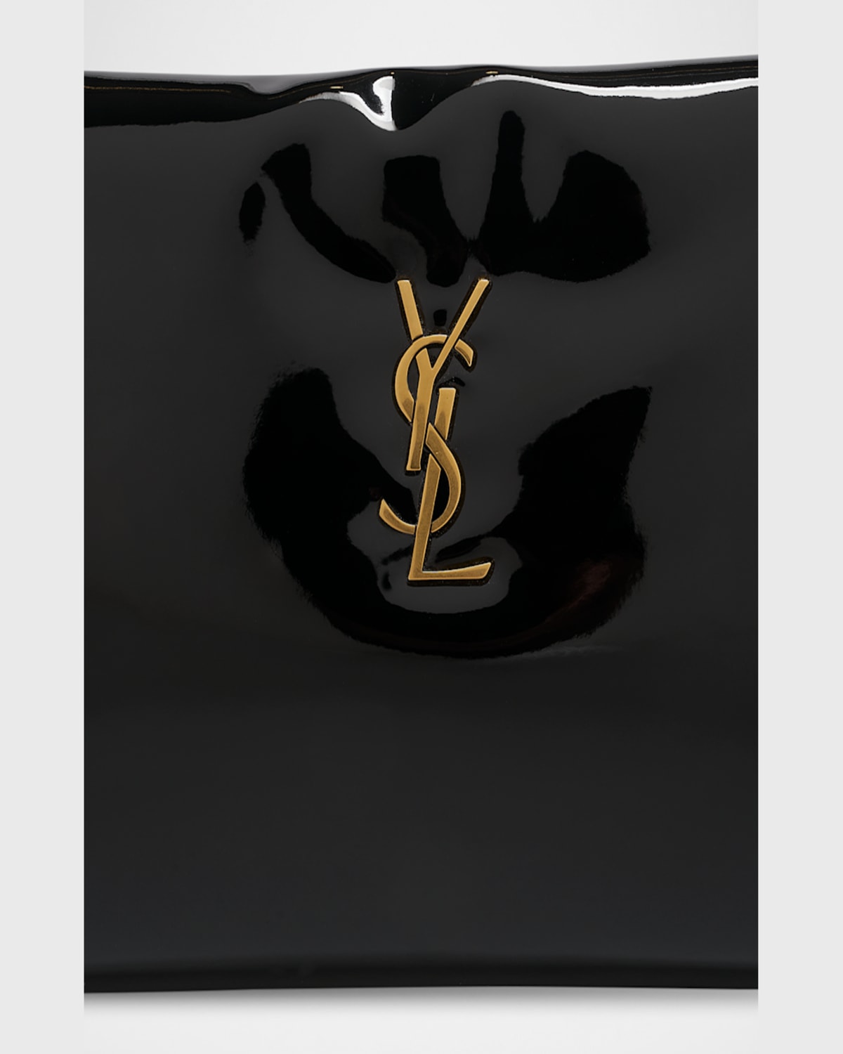 Saint Laurent Calypso Ysl Long Clutch Bag In Patent Polyurethane In Black