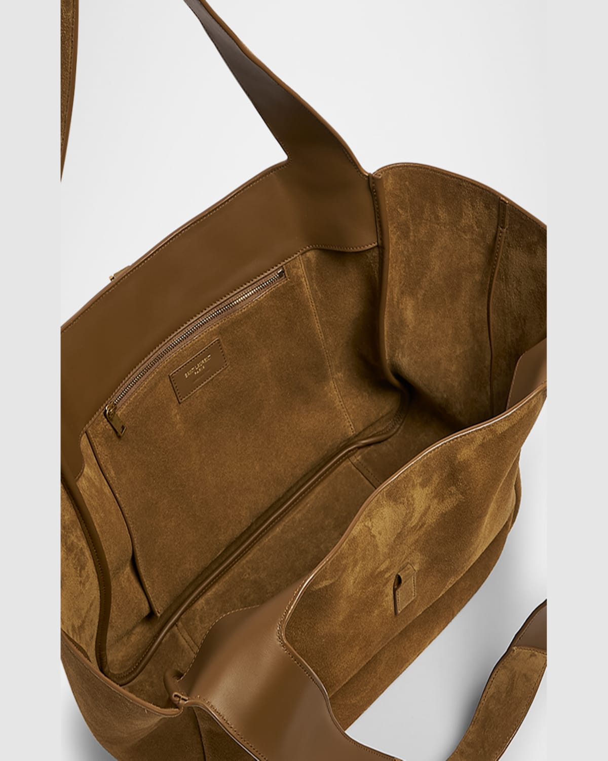 Saint Laurent Bea Ysl Cabas Tote Bag In Suede In Golden Leaf