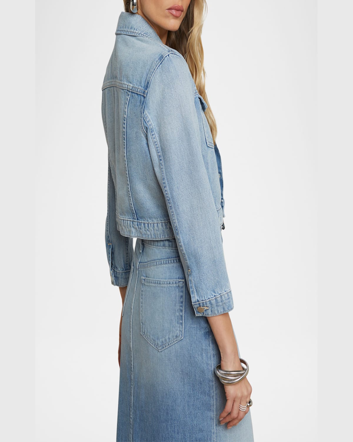 L Agence Koda Cropped Denim Jacket In Fontana