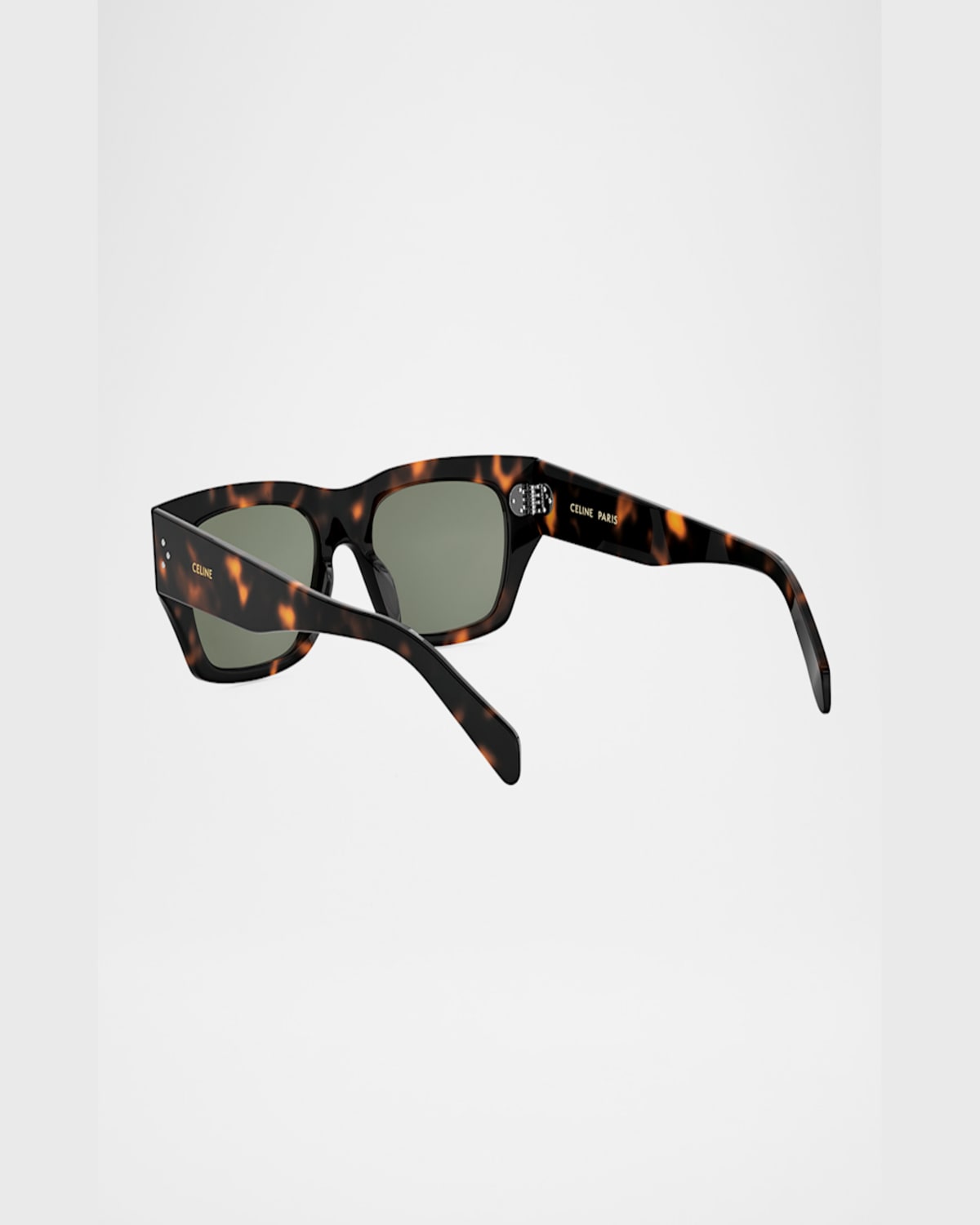 Celine Men's Bold 3 Dots Sunglasses In Dark Havana Green