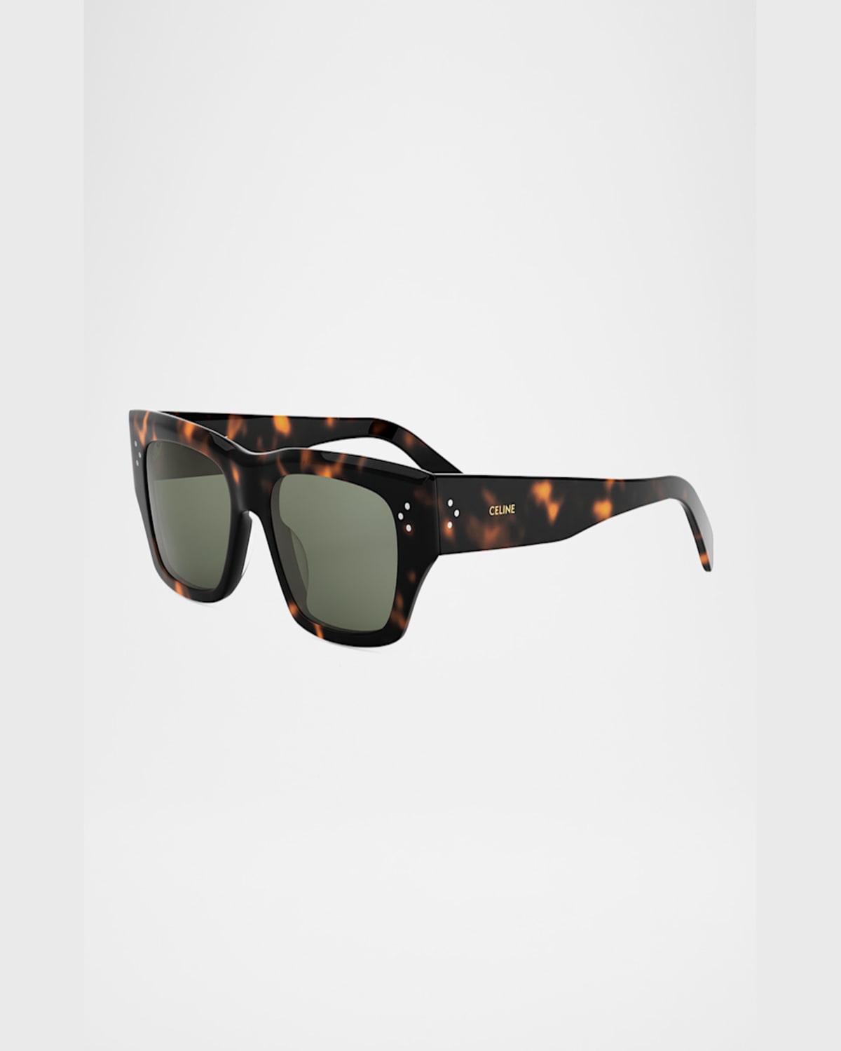 Celine Men's Bold 3 Dots Sunglasses In Dark Havana Green