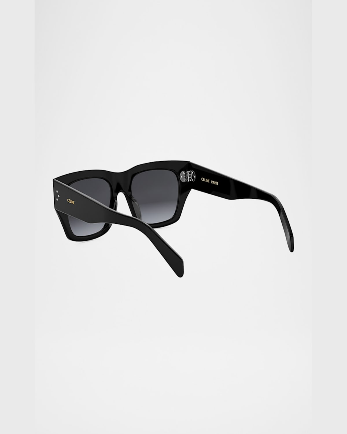 Celine Men's Bold 3 Dots Sunglasses In Shiny Black Gradient Smoke