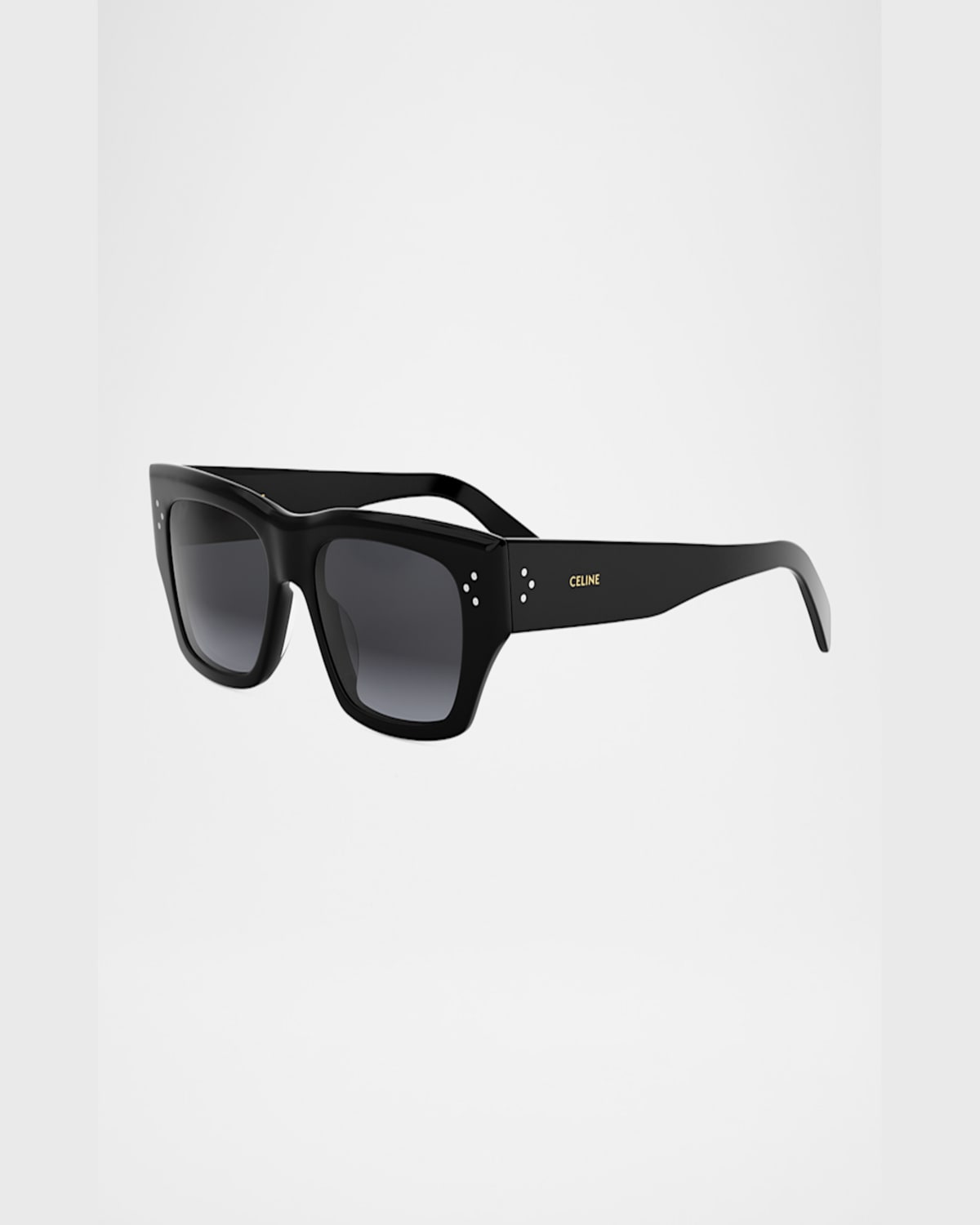 Celine Men's Bold 3 Dots Sunglasses In Shiny Black Gradient Smoke