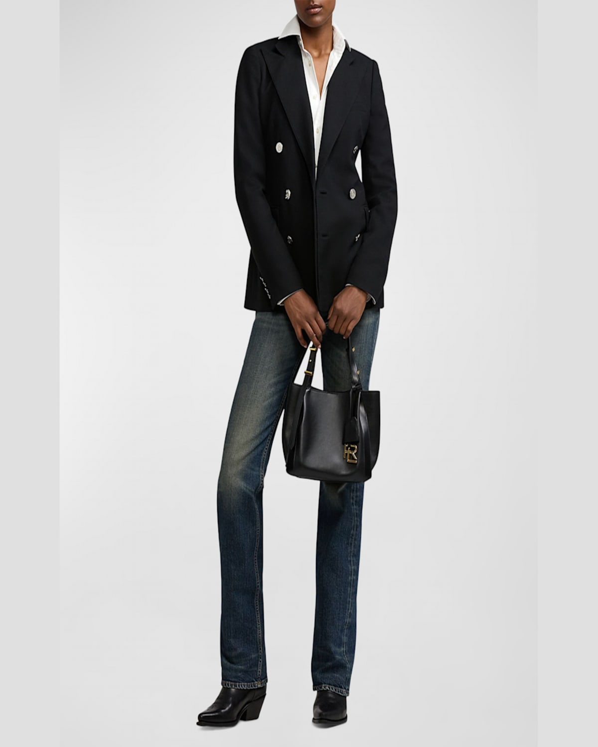 Ralph Lauren Rl 888 Calfskin Mini Tote In Black