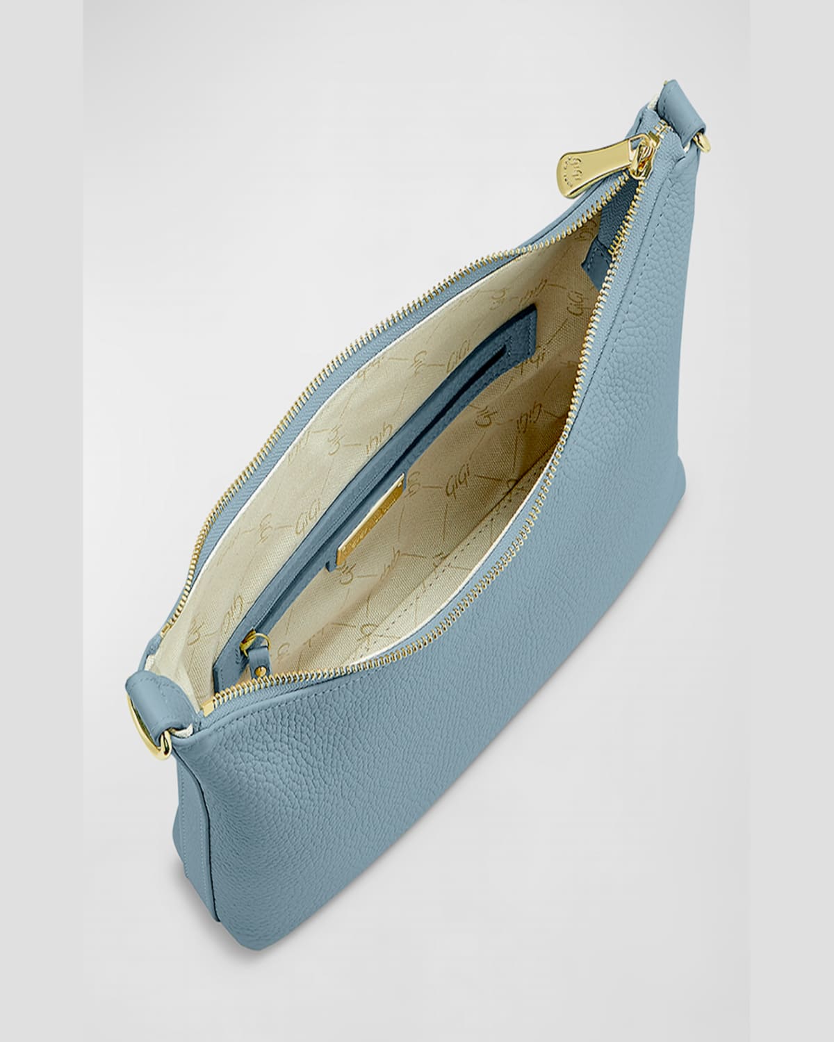 Gigi New York Jules Zip Calf Leather Crossbody Bag In Coastal Blue