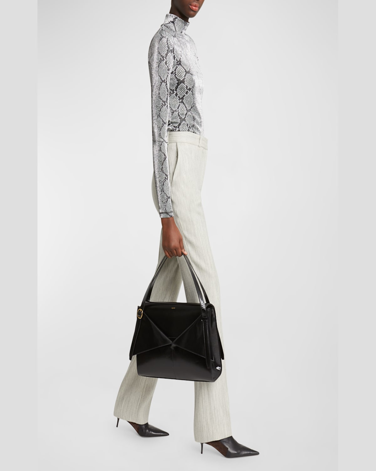 Coperni Gloss Rigid Belt Leather Shoulder Bag In Black