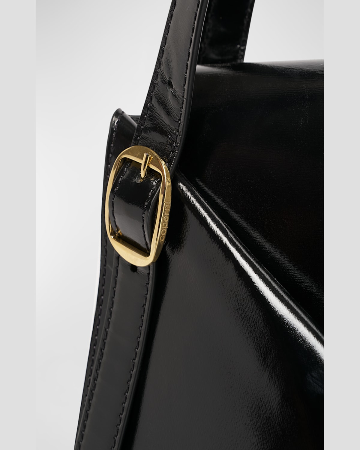 Coperni Gloss Rigid Belt Leather Shoulder Bag In Black