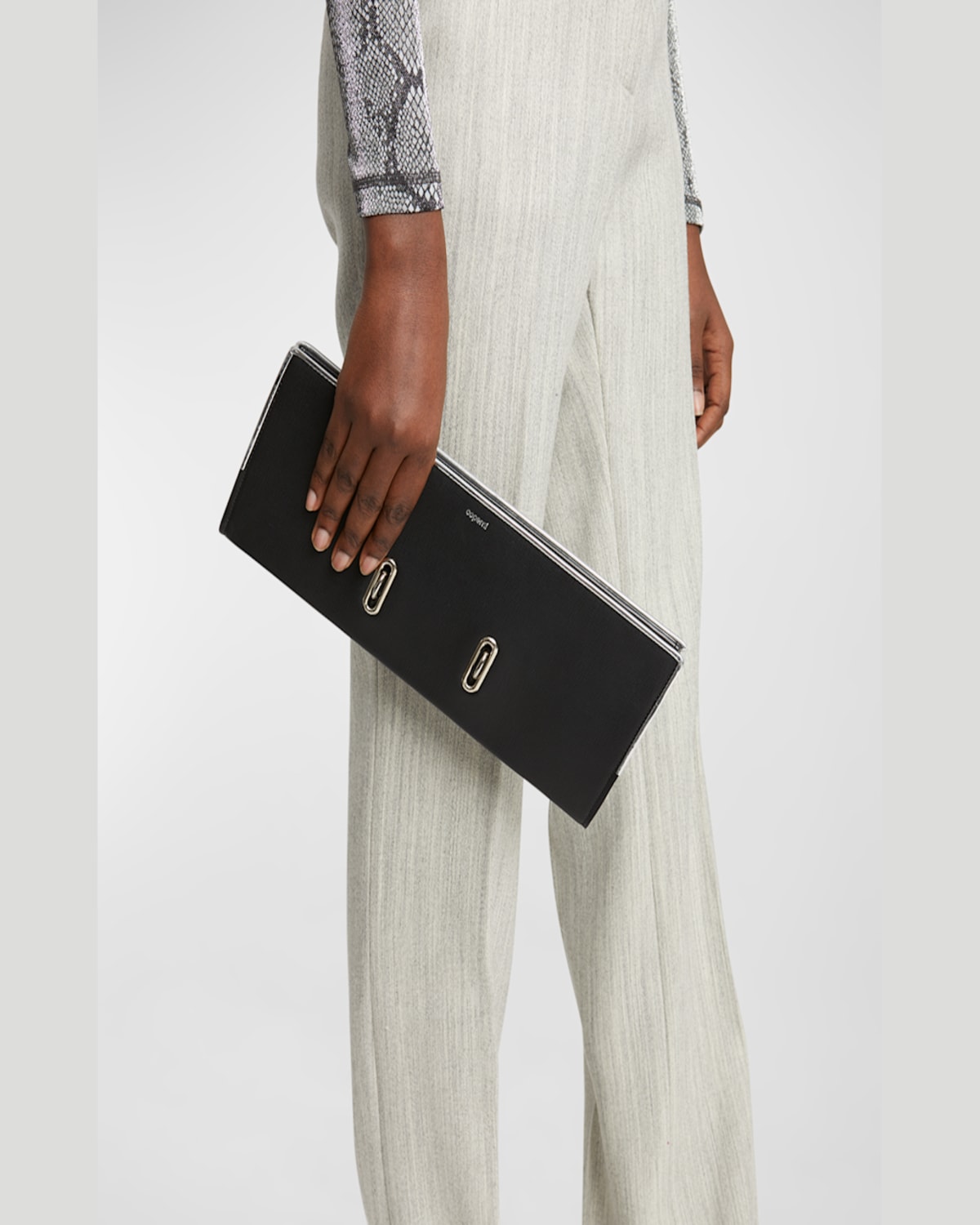 Shop Coperni Binder Leather Clutch Bag In Black