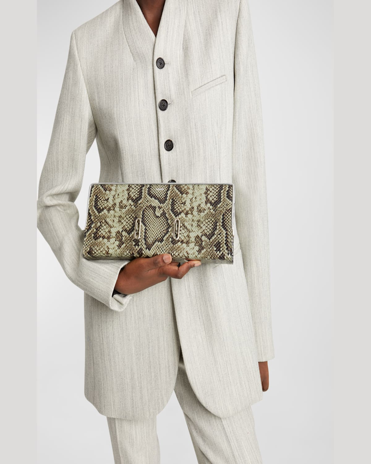 COPERNI BINDER PYTHON-PRINT LEATHER CLUTCH BAG 