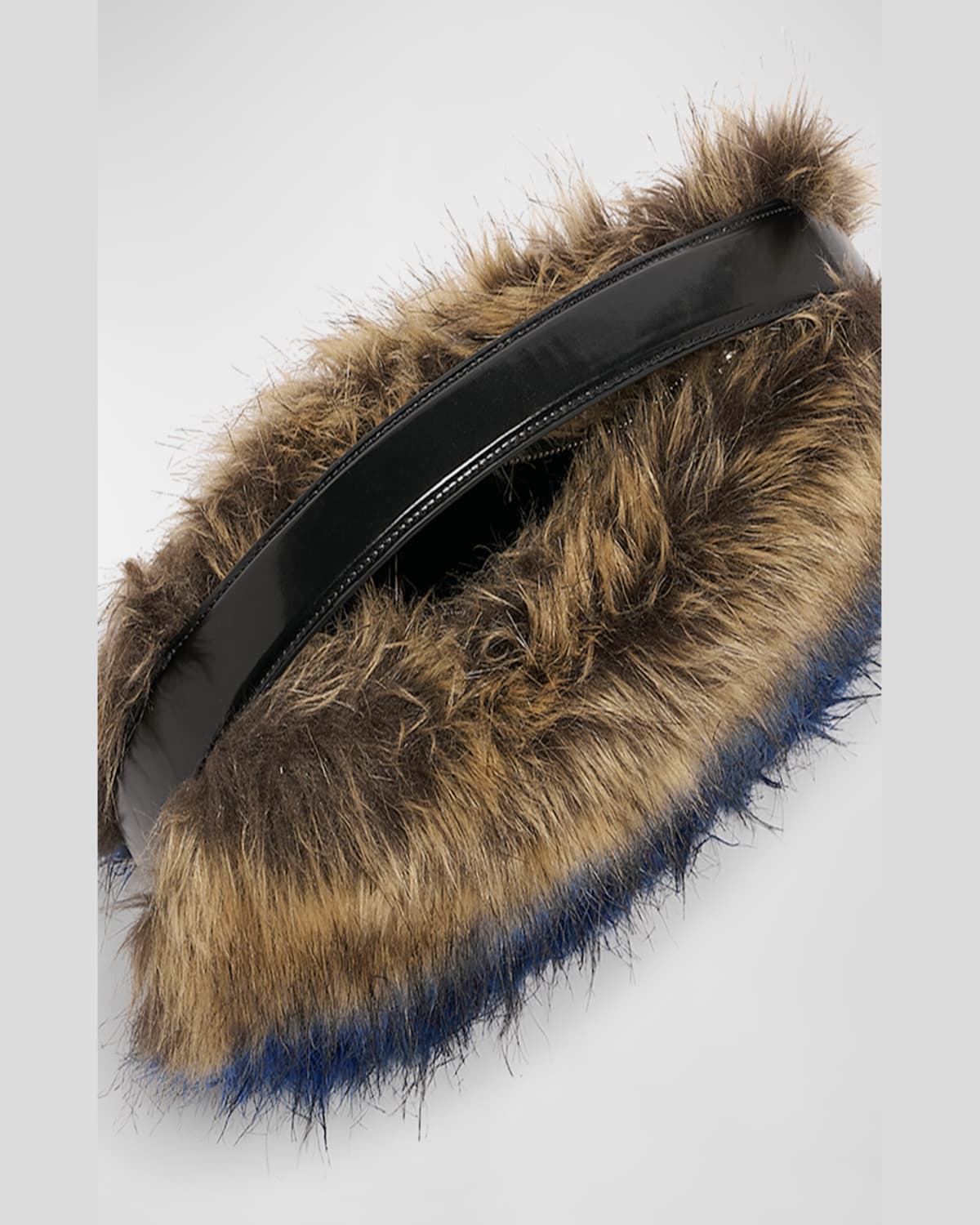Shop Coperni Swipe Sound Faux Fur Top-handle Bag In Brown-blue