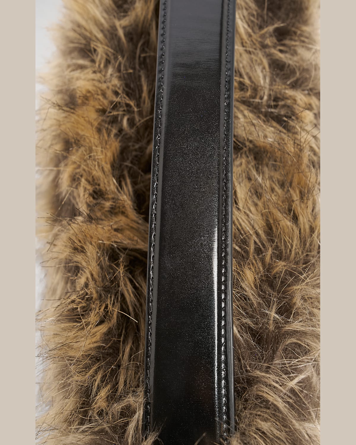 Shop Coperni Swipe Sound Faux Fur Top-handle Bag In Brown-blue