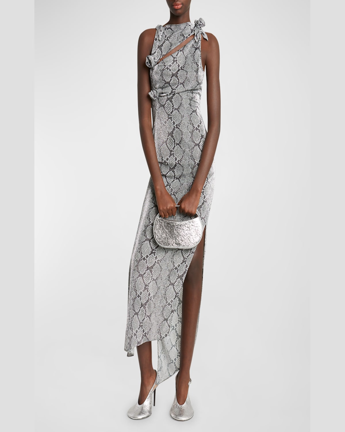 Coperni Swipe Small Foil Leather Top-handle Bag In Silver