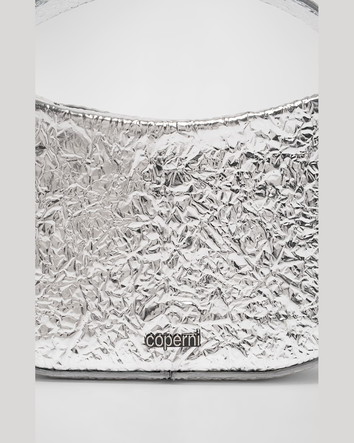 Coperni Swipe Small Foil Leather Top-handle Bag In Silver